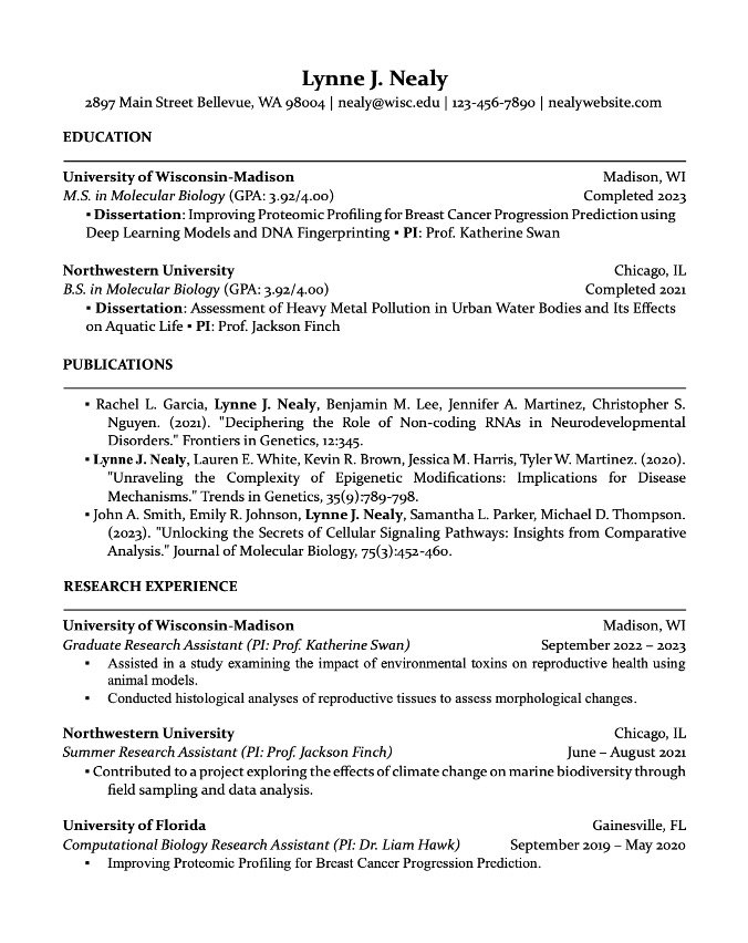 Academic CV Maker for Graduate School Application