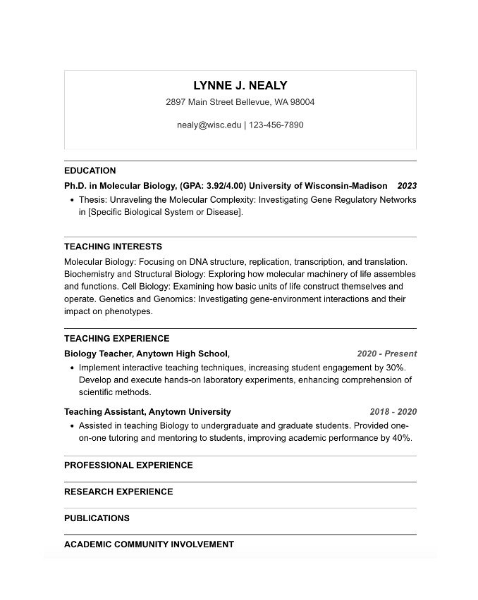 Lecturer Resume Maker